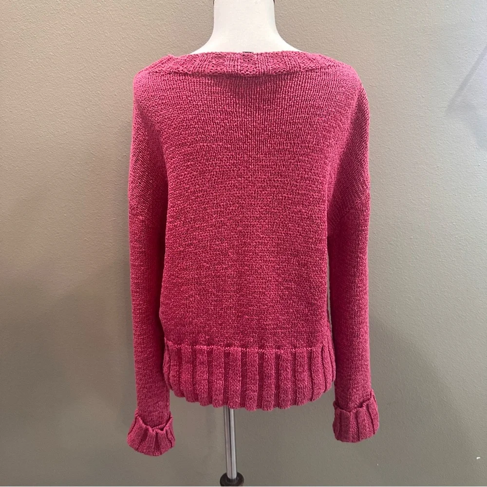 J. Crew Cozy Pink Knit Sweater Linen Cree Neck Top small